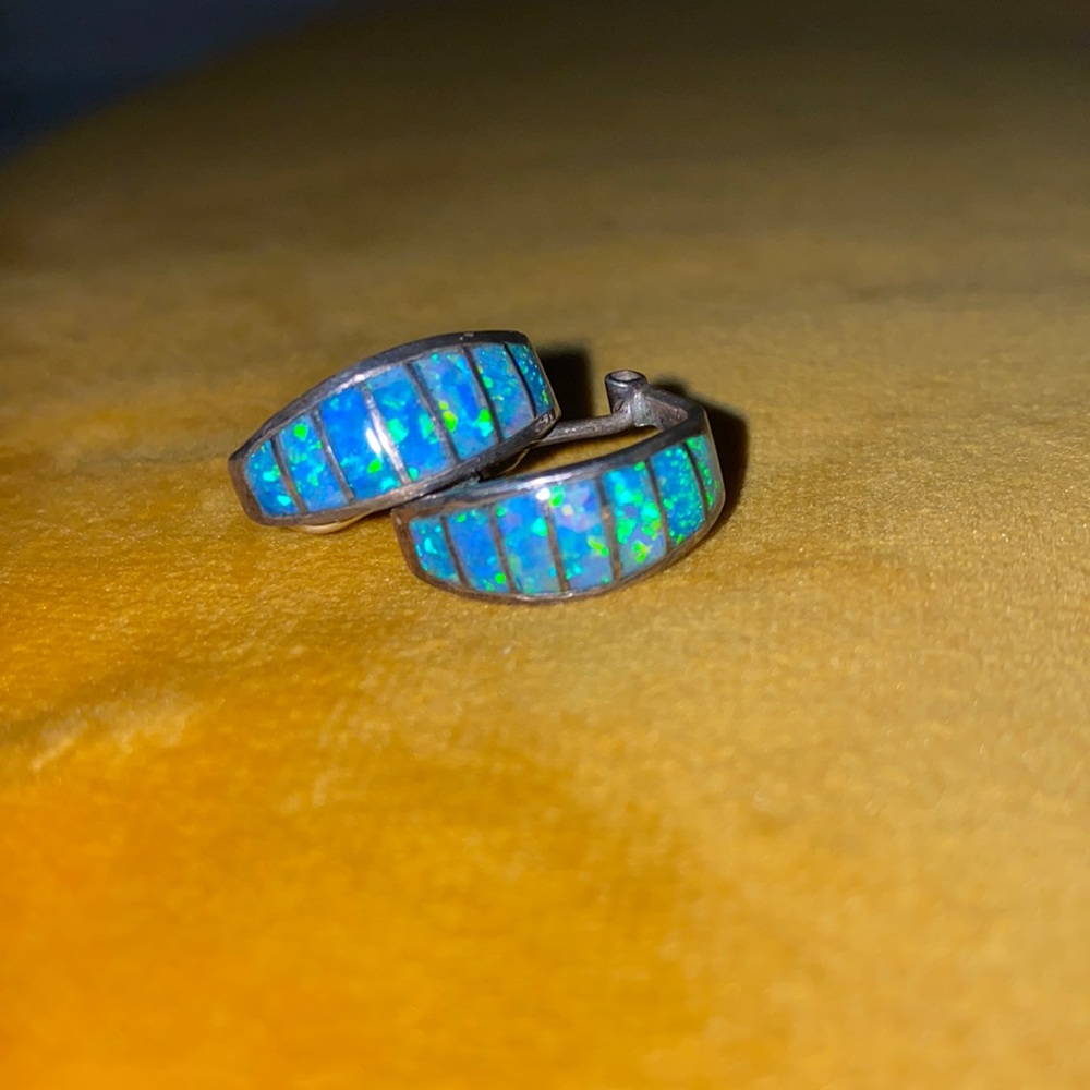 VINTAGE opal hoop earrings